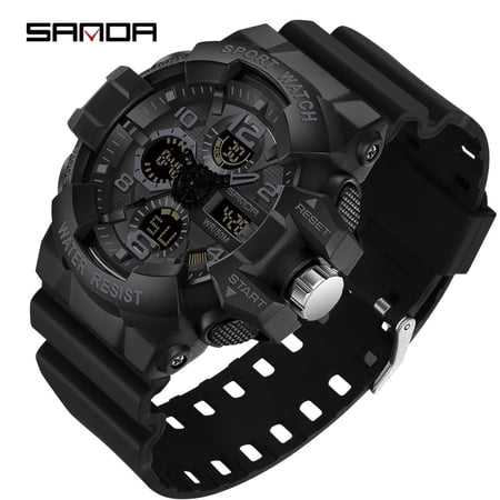 EXPLOJOY Men's Tactical Sport Watch – Dual Display Military Wristwatch with LED, Alarm, Stopwatch & 50M Waterproof