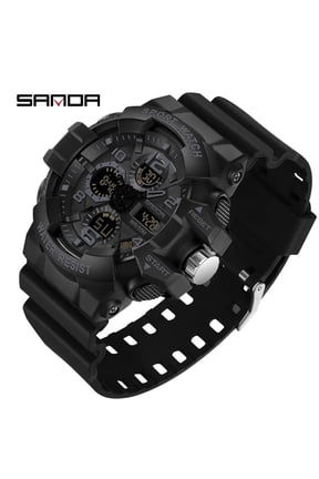 Men's Tactical Sport Watch – Dual Display Military Wristwatch with LED, Alarm, Stopwatch & 50M Waterproof