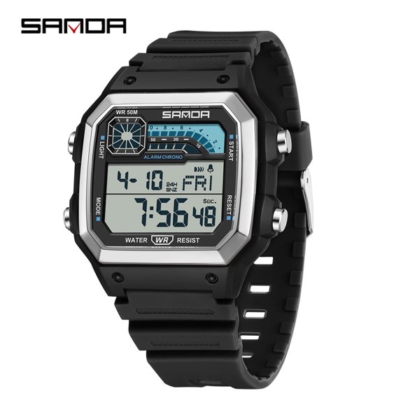 EXPLOJOY Men's Tactical Sport Watch – Dual Display Military Wristwatch with LED, Alarm, Stopwatch & 50M Waterproof