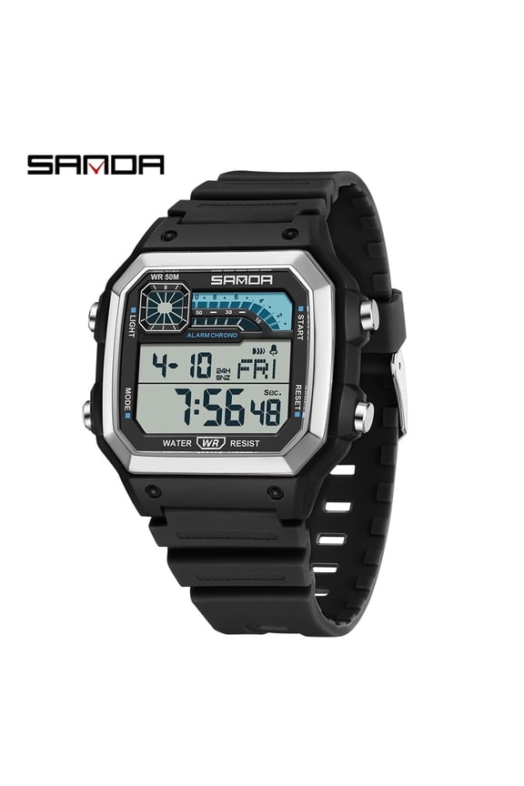 Men's Tactical Sport Watch – Dual Display Military Wristwatch with LED, Alarm, Stopwatch & 50M Waterproof