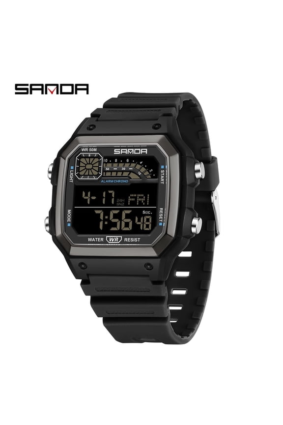 Men's Tactical Sport Watch – Dual Display Military Wristwatch with LED, Alarm, Stopwatch & 50M Waterproof