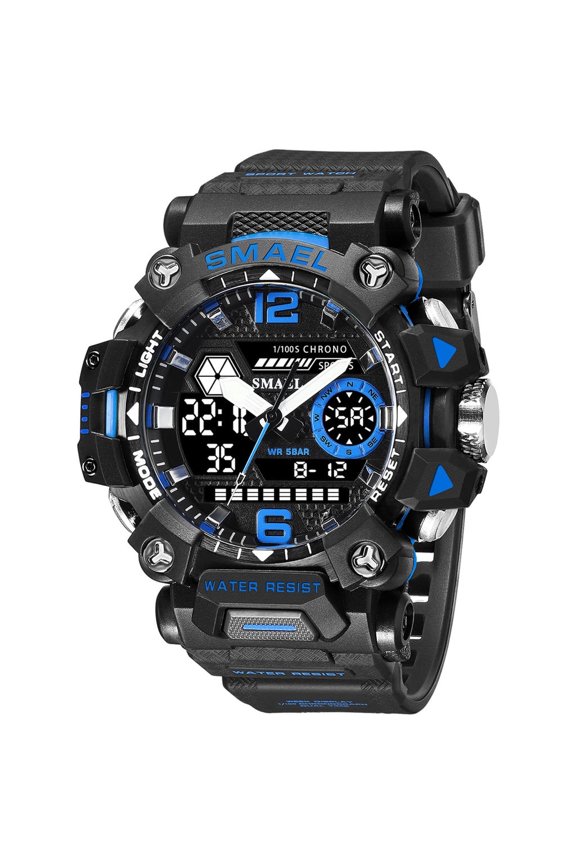 Men's Tactical Sport Watch – Dual Display Quartz Movement with Waterproof Build