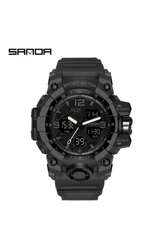 Men's Tactical Sport Watch – LED Digital Military Wristwatch with Date, Alarm & Stopwatch, 50M Waterproof