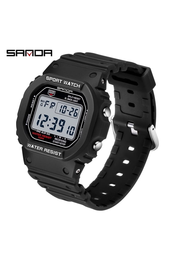 Men's Tactical Sport Watch – LED Digital Military Wristwatch with Date, Alarm & Stopwatch, 50M Waterproof