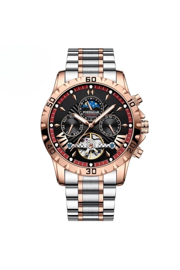 Men's Tourbillon Mechanical Watch – Automatic Movement, Waterproof Steel Case