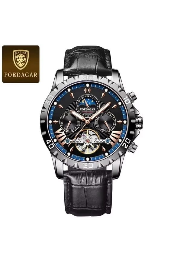 Men's Tourbillon Watch – Automatic Mechanical Movement with Waterproof Leather Strap