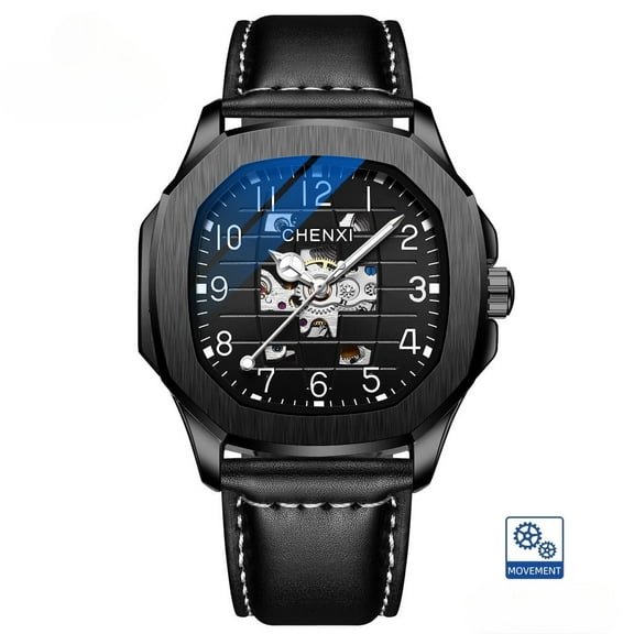 EXPLOJOY Men's Waterproof Mechanical Watch – Skeleton Face, Classic Style, Automatic Movement