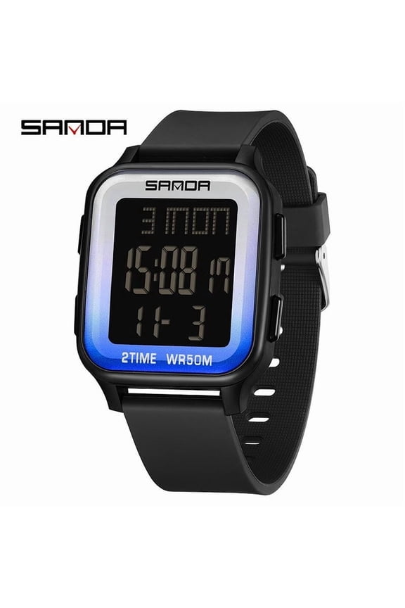 Minimalist Digital Sports Watch – Waterproof, Square Dial, Slim Design