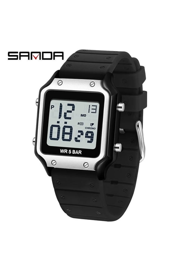 Modern Square Sports Watch – Digital Display with Multiple Functions