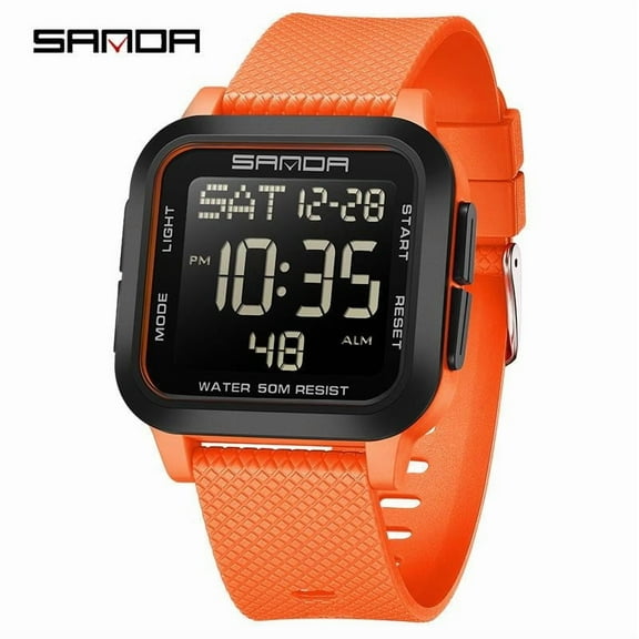 EXPLOJOY Multifunction Electronic Watch for Youth – Square Dial, 30M Waterproof, Countdown Timer