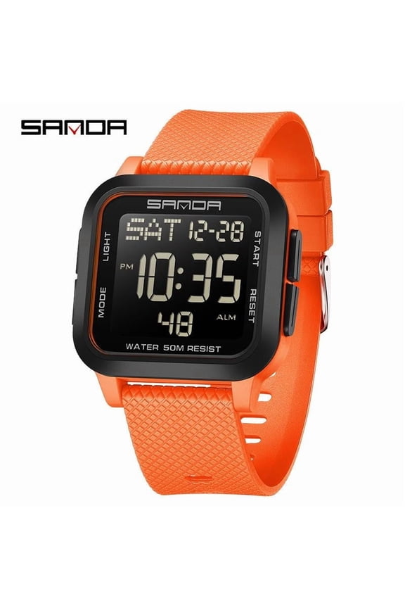 Multifunction Electronic Watch for Youth – Square Dial, 30M Waterproof, Countdown Timer