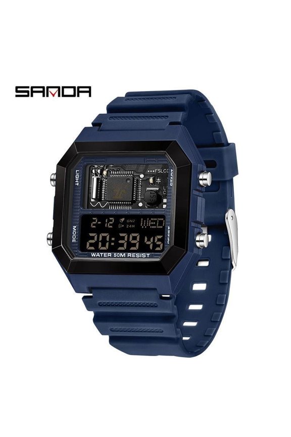 Multifunctional Electronic Watch – Waterproof Build, Square Display, Sporty Look