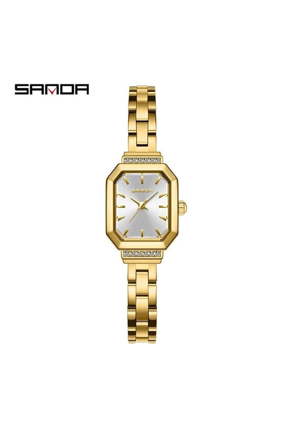 Quartz Square Watch for Women Fashion Simple Stainless Steel/Leather Waterproof Ladies Watch