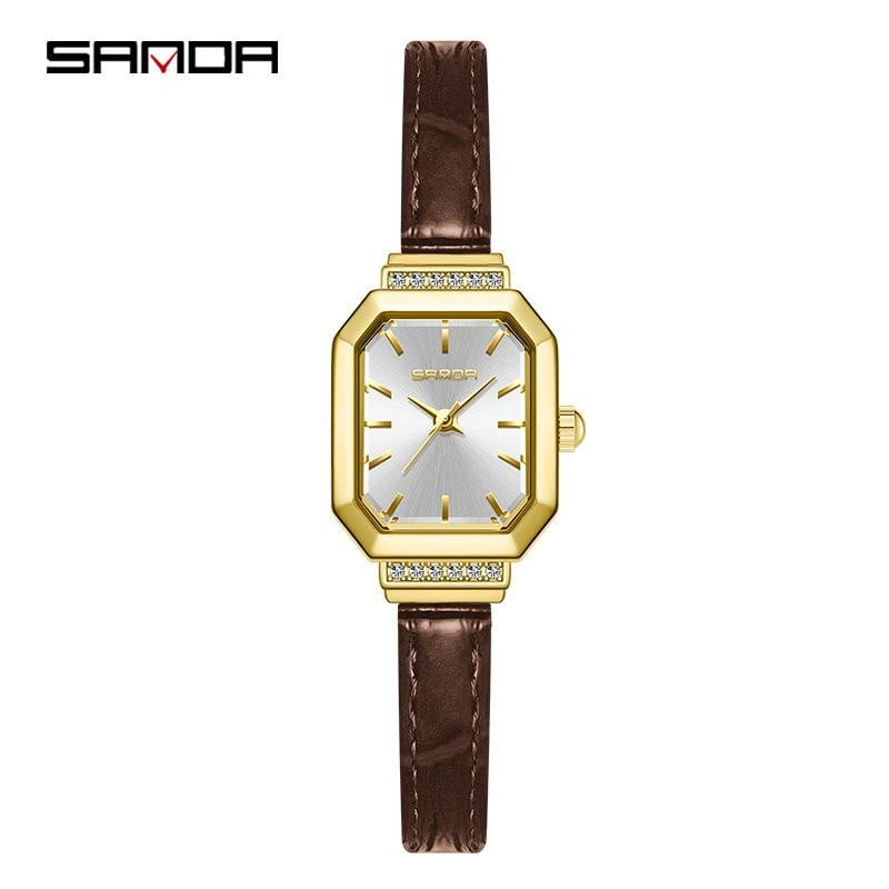 EXPLOJOY Quartz Square Watch for Women Fashion Simple Stainless Steel/Leather Waterproof Ladies Watch