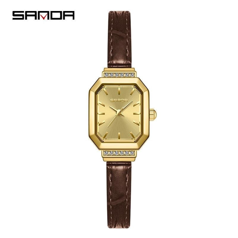 EXPLOJOY Quartz Square Watch for Women Fashion Simple Stainless Steel/Leather Waterproof Ladies Watch