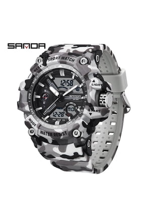Rugged Outdoor Watch – Multifunctional Digital Dial, Waterproof Build, Camouflage Styling