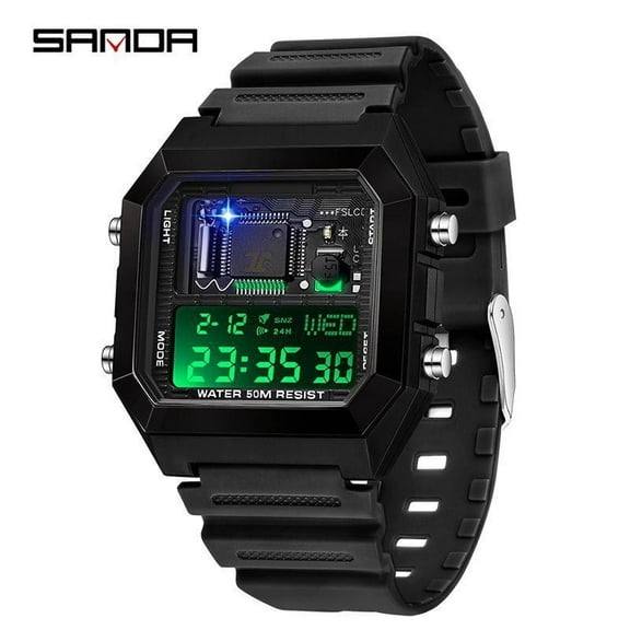 EXPLOJOY Square Digital Sport Watch – Waterproof, Multifunctional Display, Alarm Clock Feature