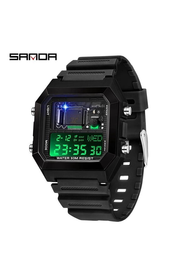 Square Digital Sport Watch – Waterproof, Multifunctional Display, Alarm Clock Feature