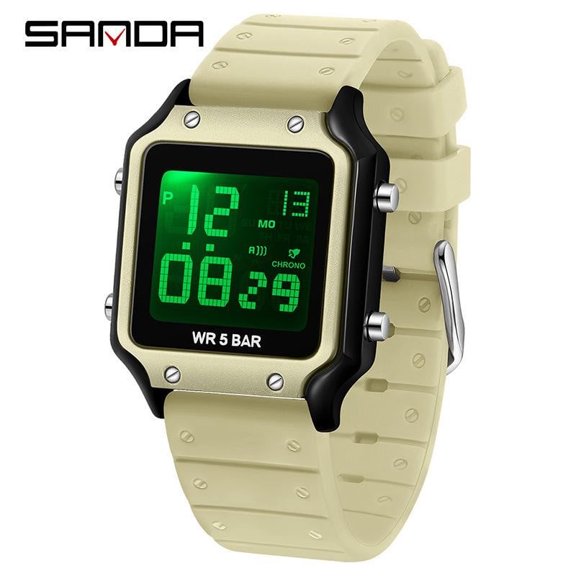 Explojoy Square Electronic Watch Teenagers Waterproof Fashion Multifunctional Sports Digital Watch