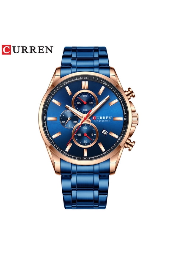 Stainless Steel Watch – Men's Luxury Timepiece with Quartz Movement and Chronograph Dial