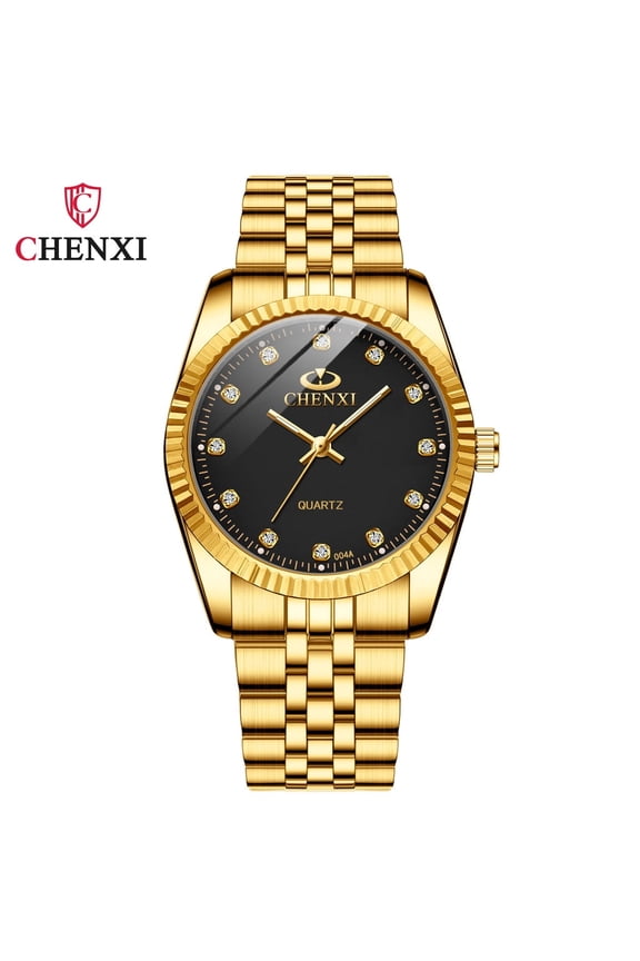 Stylish Couple Timepiece – Waterproof Gold Watch Set with Stainless Steel Construction