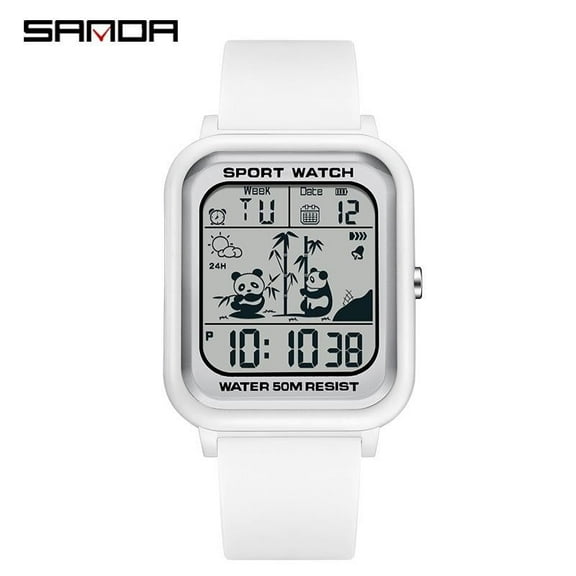 Explojoy Stylish Digital Watch – Panda Dial, Waterproof, Glow-in-Dark Feature, Sporty Design