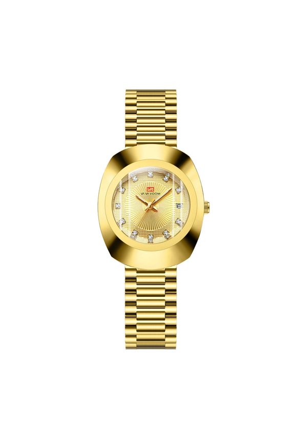 Stylish Golden Watch Pair – Waterproof Construction, Polished Look & Coordinated Design