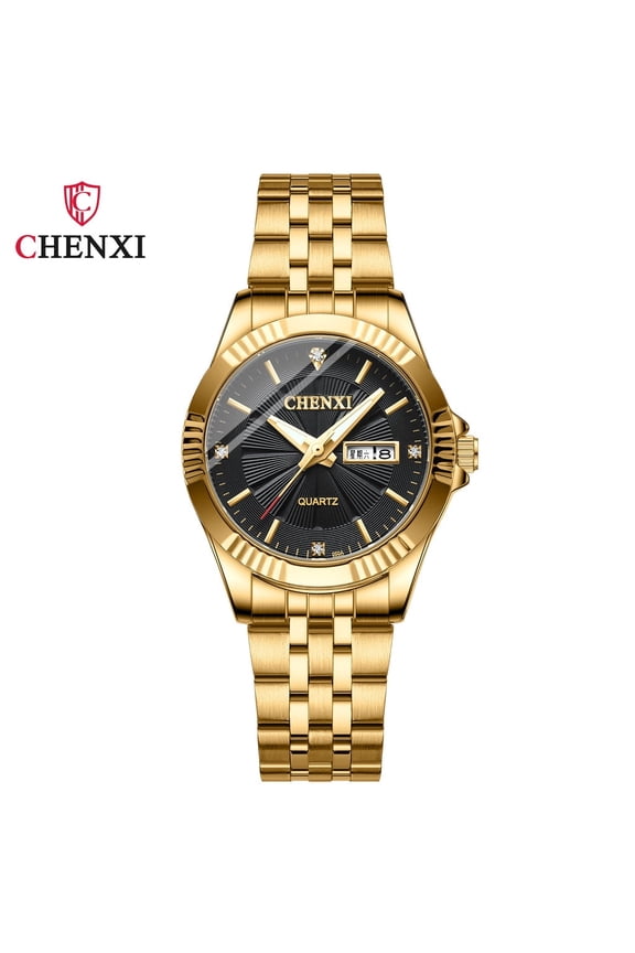 Stylish Matching Watch Set – Gold-Tone Quartz Design with Waterproof Build