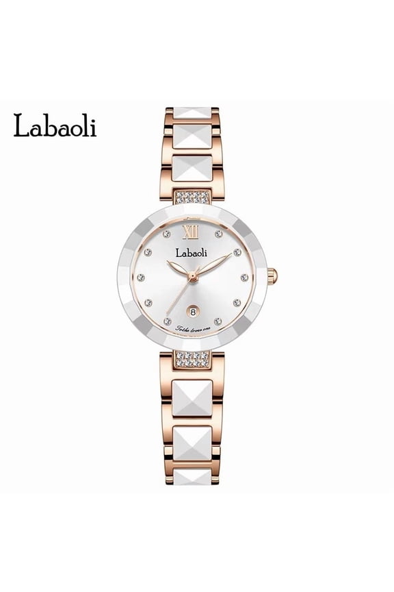 Stylish Quartz Watch for Women – Diamond Accents, Waterproof Build, Date Display