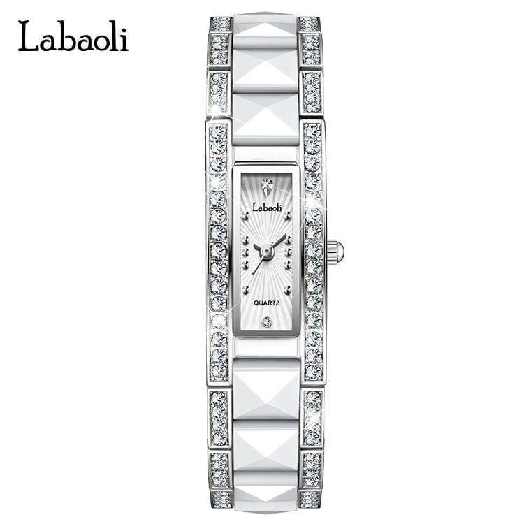 Explojoy Stylish Rectangle Watch for Women – Stainless Steel Strap & Crystal Details