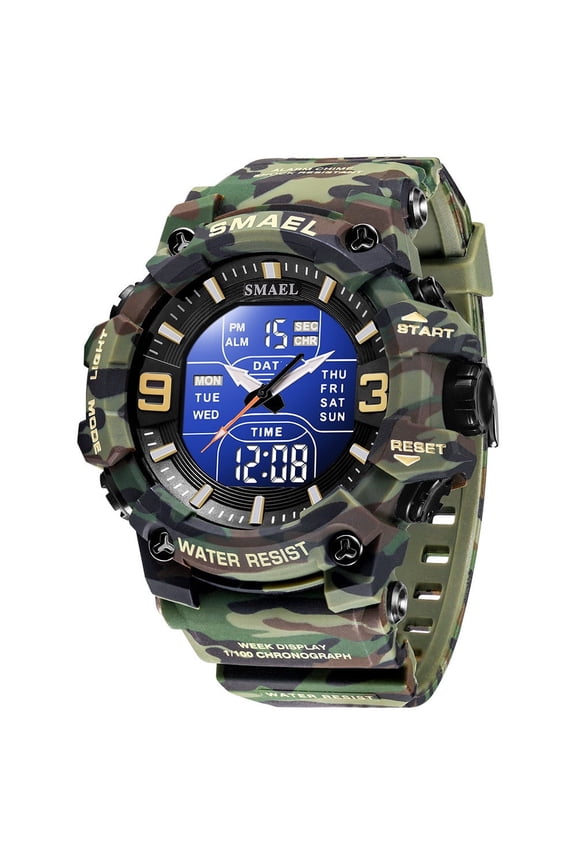 Tactical Camouflage Digital Watch – Waterproof Outdoor Design with Luminous Display