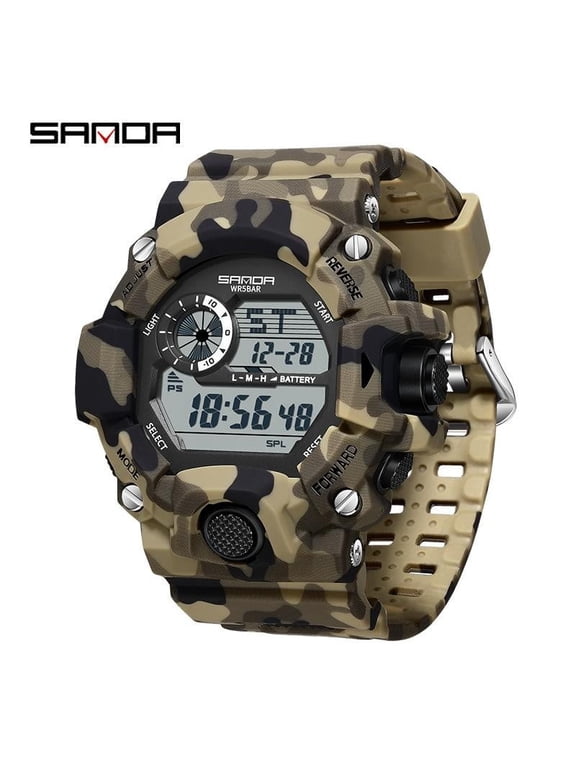 Tactical Digital Watch – Waterproof Camouflage Design with Multifunction Display