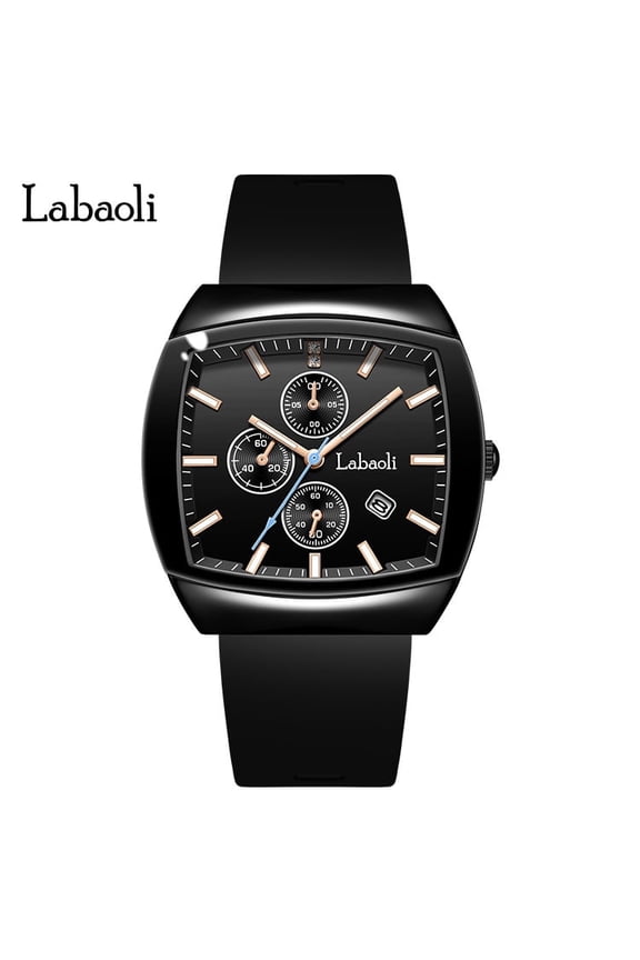Unisex Square Quartz Watch – Waterproof, Date Display, Luminous Dial, Silicone & Leather Strap