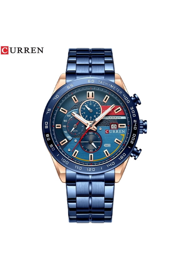 Watch for Men Quartz Wristwatches Stainless Steel Band Clock Male Chronograph Watches