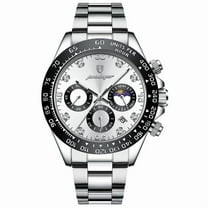 Explojoy Watch for Men Waterproof Stainless Steel Quartz Chronograph Watches with Date Luminous