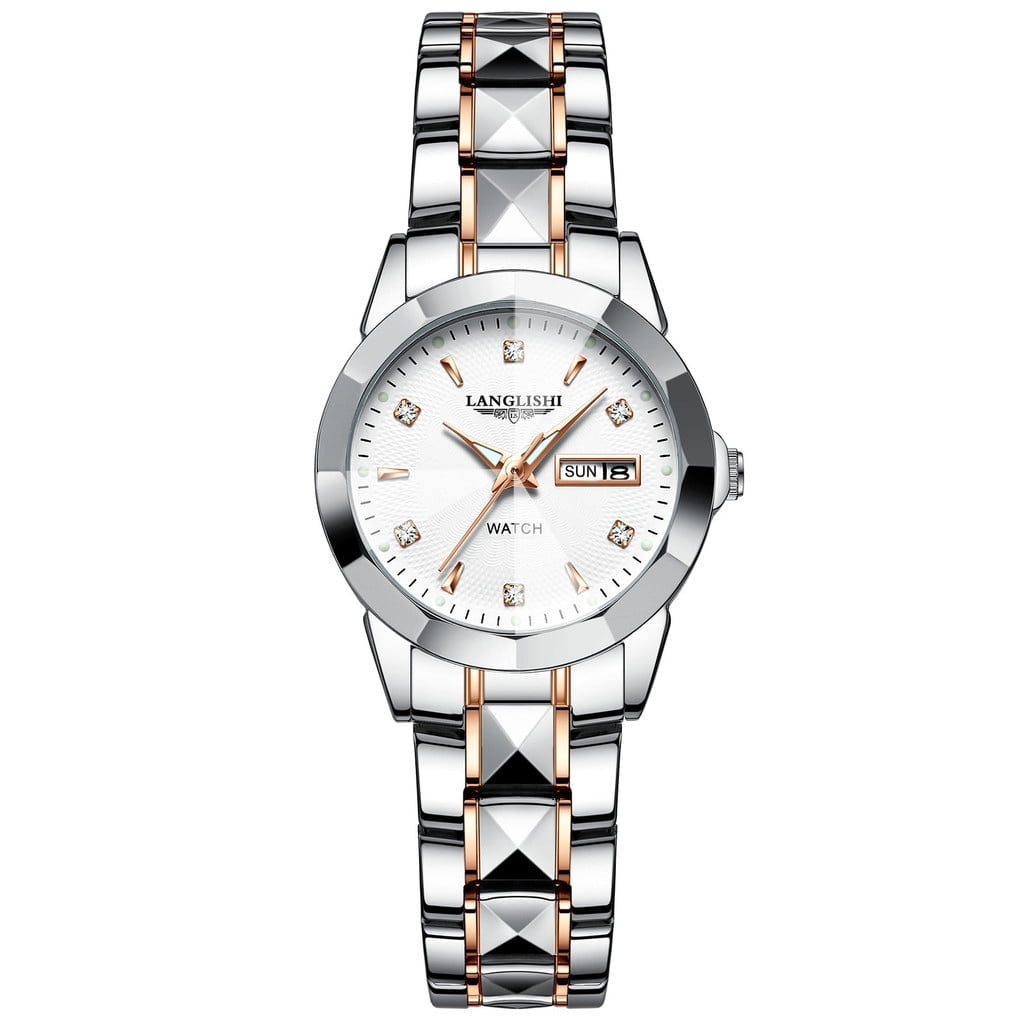 EXPLOJOY Watch for Women Waterproof Stainless Steel Quartz Ladies Watch with Date and Luminous