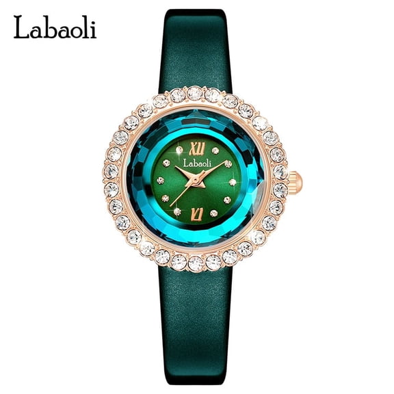 EXPLOJOY Women's Diamond-Inspired Quartz Watch – Waterproof Leather Strap & Elegant Design