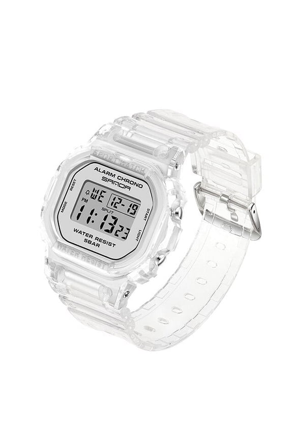 Women's Fashion LED Sport Watch – Transparent Strap Digital Electronic Wristwatch, Waterproof Design