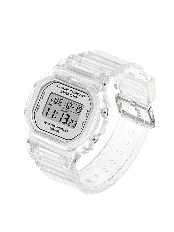 Women's Fashion LED Sport Watch – Transparent Strap Digital Electronic Wristwatch, Waterproof Design