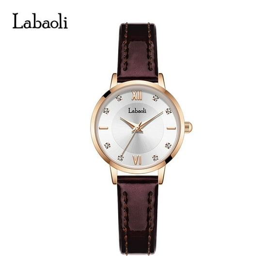 EXPLOJOY Women's Leather Watch – Diamond Accents, Fashion Design, Water Resistant, Elegant Style