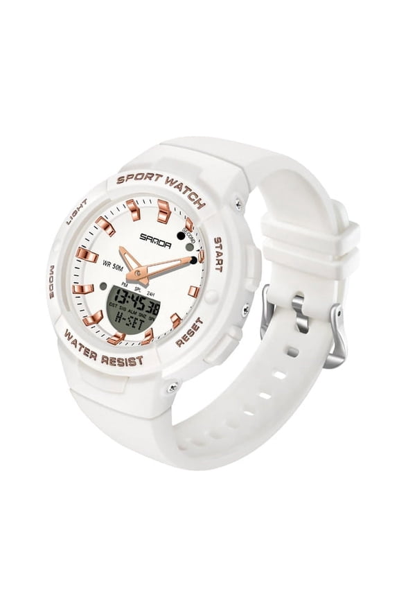 Women's Luxury Military Sport Watch – White Quartz Wristwatch, 5ATM Waterproof for Fashion & Outdoor Use