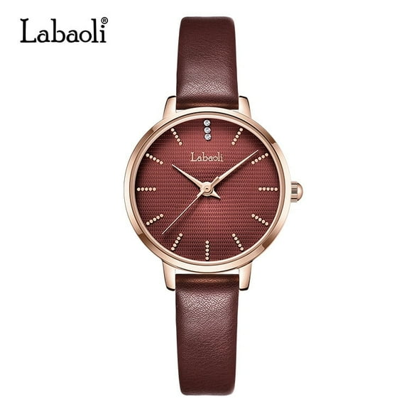 EXPLOJOY Women's Quartz Watch – Waterproof Leather Strap and Elegant Design