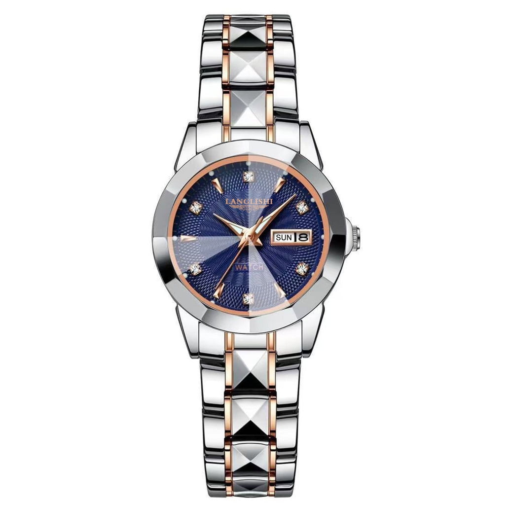 EXPLOJOY Women's Quartz Watch – Waterproof Stainless Steel Design with Date and Luminous Dial