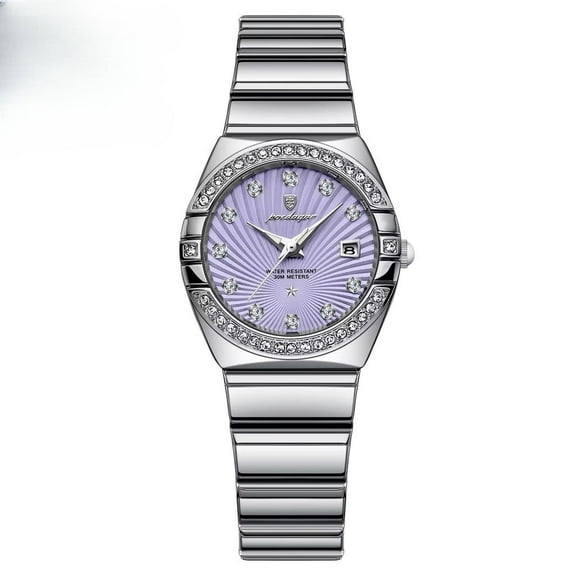 EXPLOJOY Women's Quartz Watch – Waterproof Stainless Steel with Rhinestone and Calendar Display