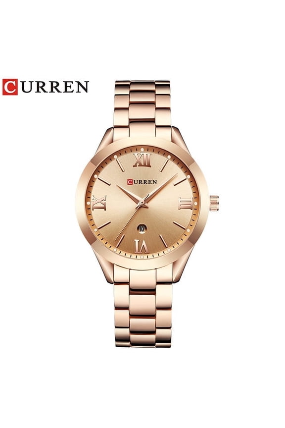 Women's Rose Gold Quartz Watch – Stainless Steel, Waterproof, Elegant Business Style