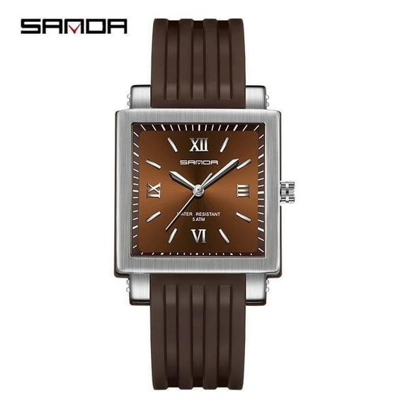 EXPLOJOY Women's Square Quartz Watch – Waterproof PU Leather Wristwatch with Niche Fashion Design & Calendar