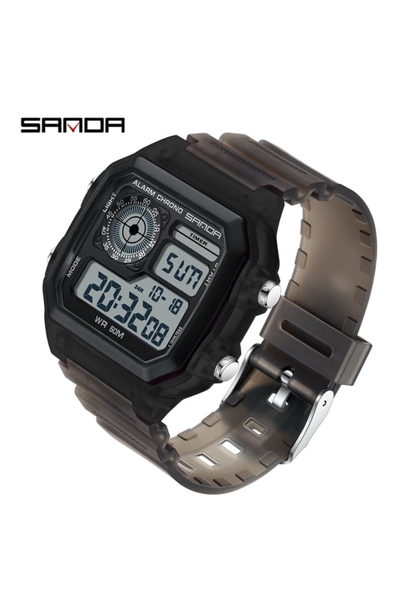 Youth Fashion Electronic Watch – Unisex LED Wristwatch with Transparent Silicone Strap, 50M Waterproof