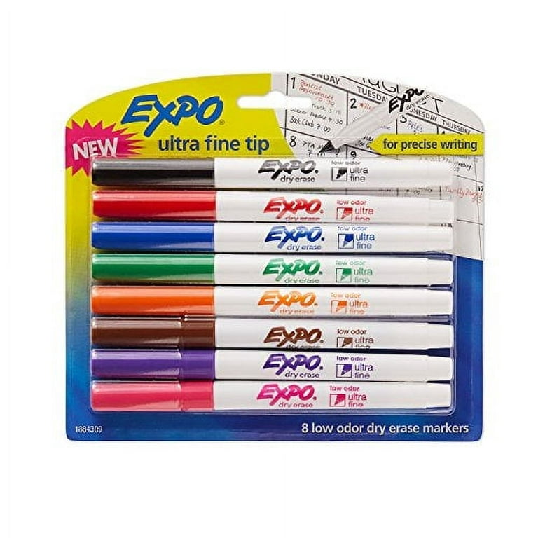 Expo 1884309 Low-Odor Dry Erase Markers Ultra Fine Tip, Assorted Colors, 8-Count
