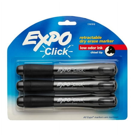 EXPO® Click Dry-Erase Markers, Chisel Tip, Black, Pack Of 3