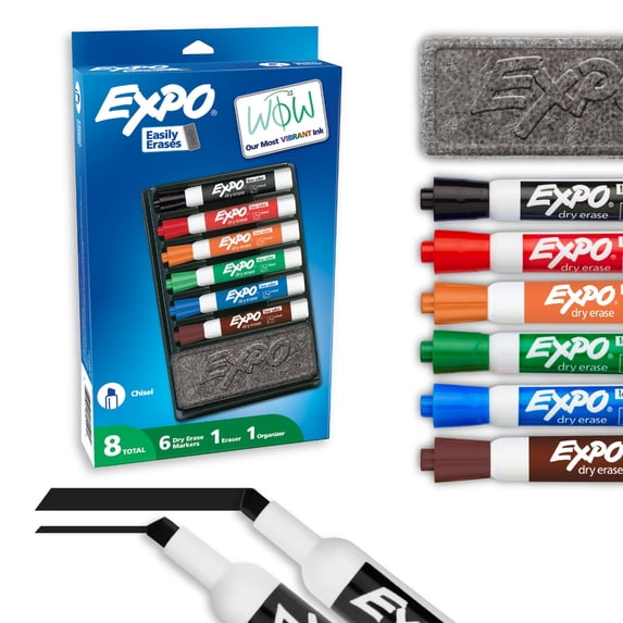 EXPO Dry Erase Markers Kit, Includes Eraser, Organizer, 8 Count